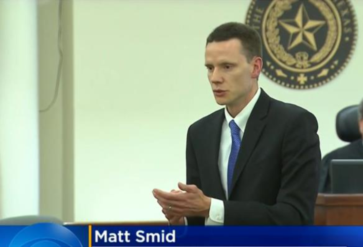 Matt Smid defending his client in the courtroom.